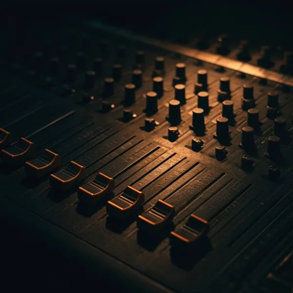 Controles deslizantes de una consola de mezcla