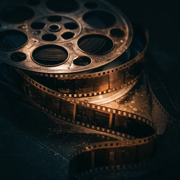 Rollo de película con luz cálida